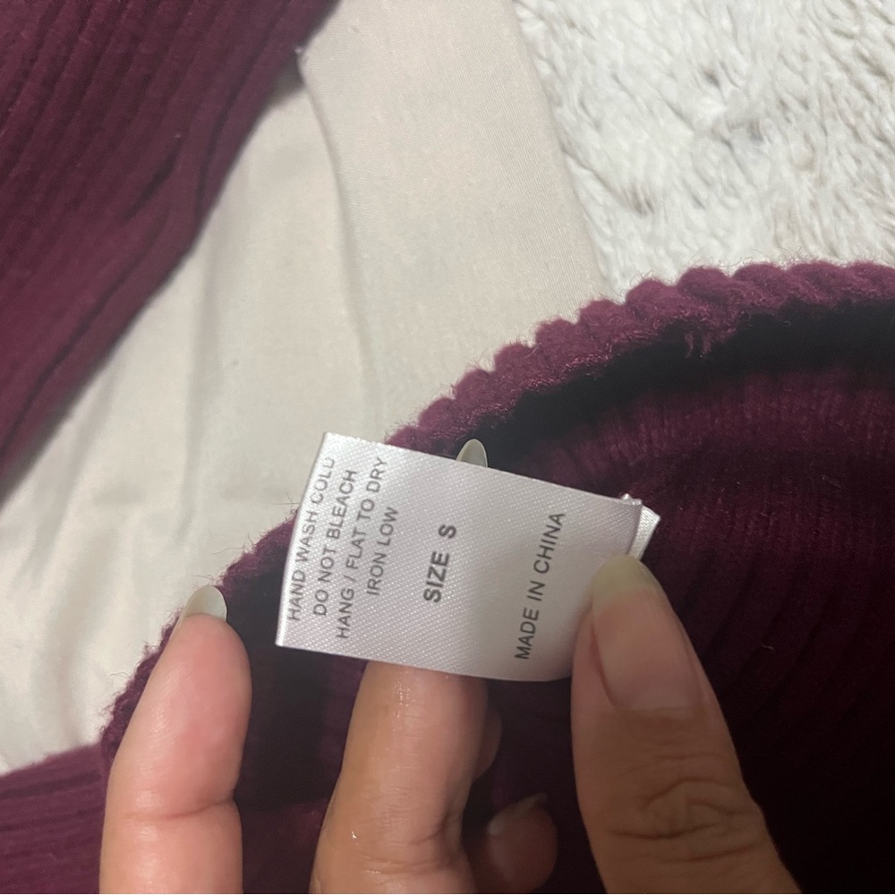 Burgundy Pearl Button-Down Women's Cardigan - Picture 4 of 4